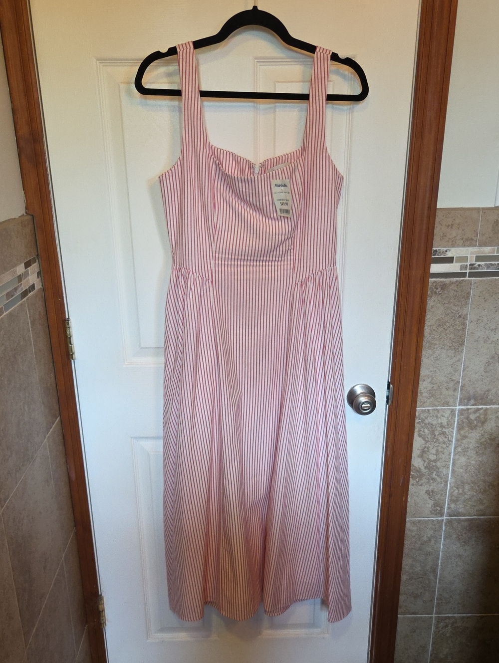 Wayf Pink and White Striped Sleeveless Chemise